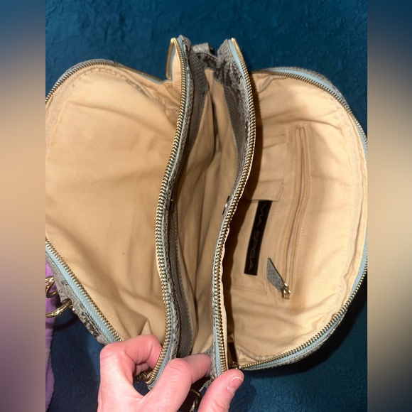 Large Via Spiga Snake print Shoulder bag 3 compartment bonus strap - Picture 2 of 12